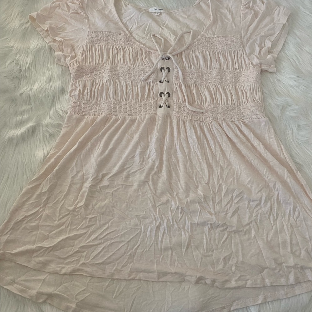 Maurice’s pale pink peplum blouse